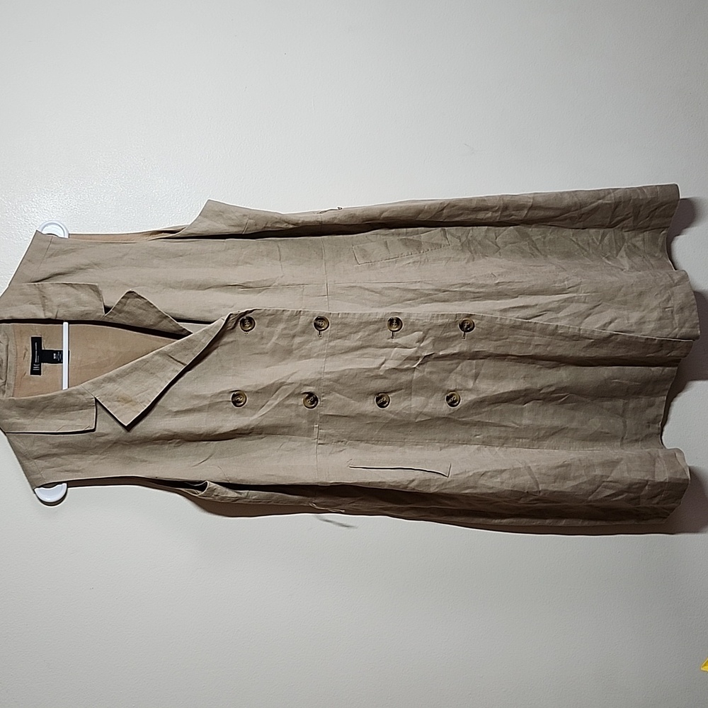 INC International Concepts Beige Double-Breasted Trench Coat Dress 16 W